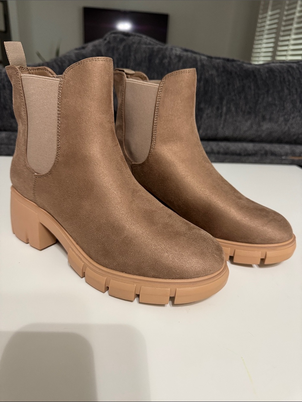 Chunky Chelsea Ankle Boots in Brown